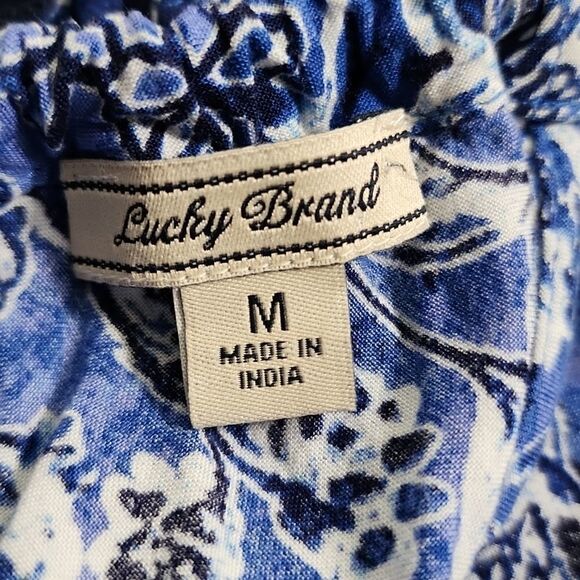 Lucky Brand Indigo navy blue & bright blue floral print maxi dress. Size medium - Picture 7 of 9